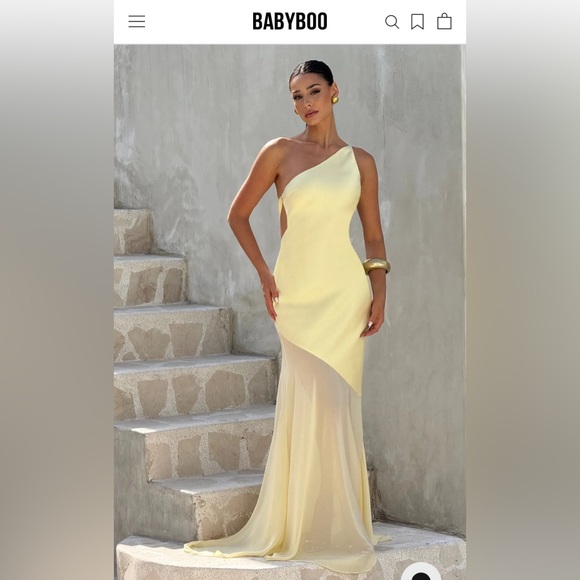 babyboo Dresses & Skirts - Babyboo One-Shoulder Yellow Evening Dress